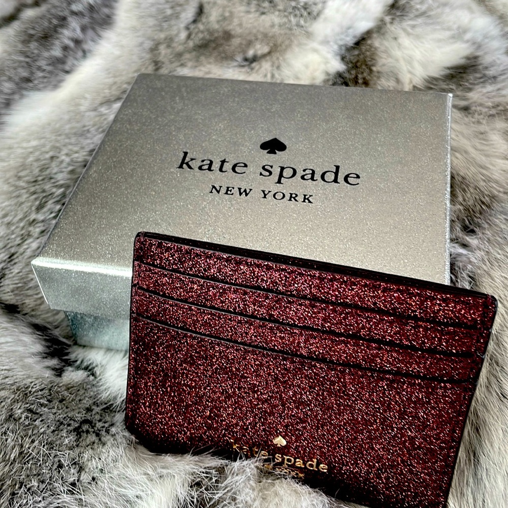 KATE SPADE | Deep Nova Shimmy Glitter Credit Card Wallet BOXED